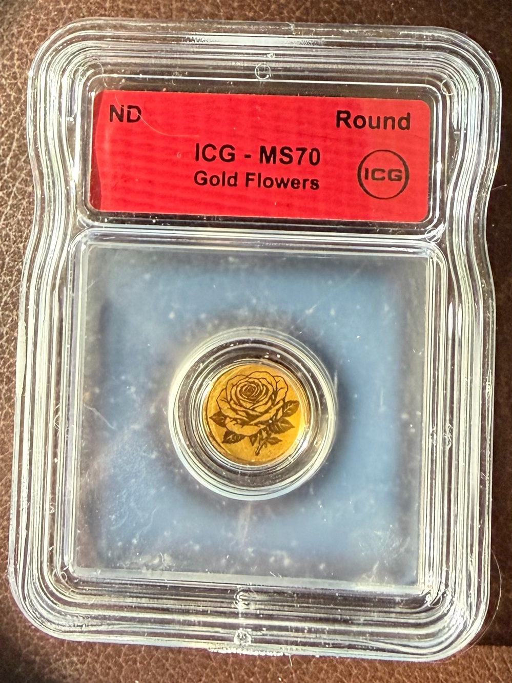 Gold Flowers MS70 Encapsulated Gold Token - Gold